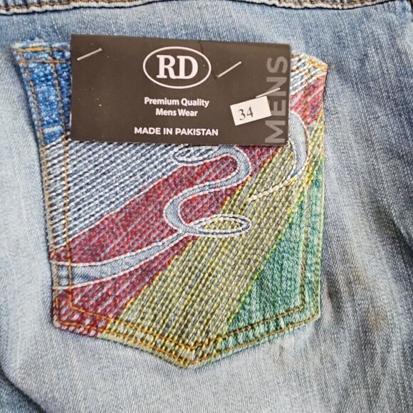 RD Jeans Men's Size W34 L32 Blue Boot Cut Premium Denim Pocket Embroidery - Picture 10 of 12